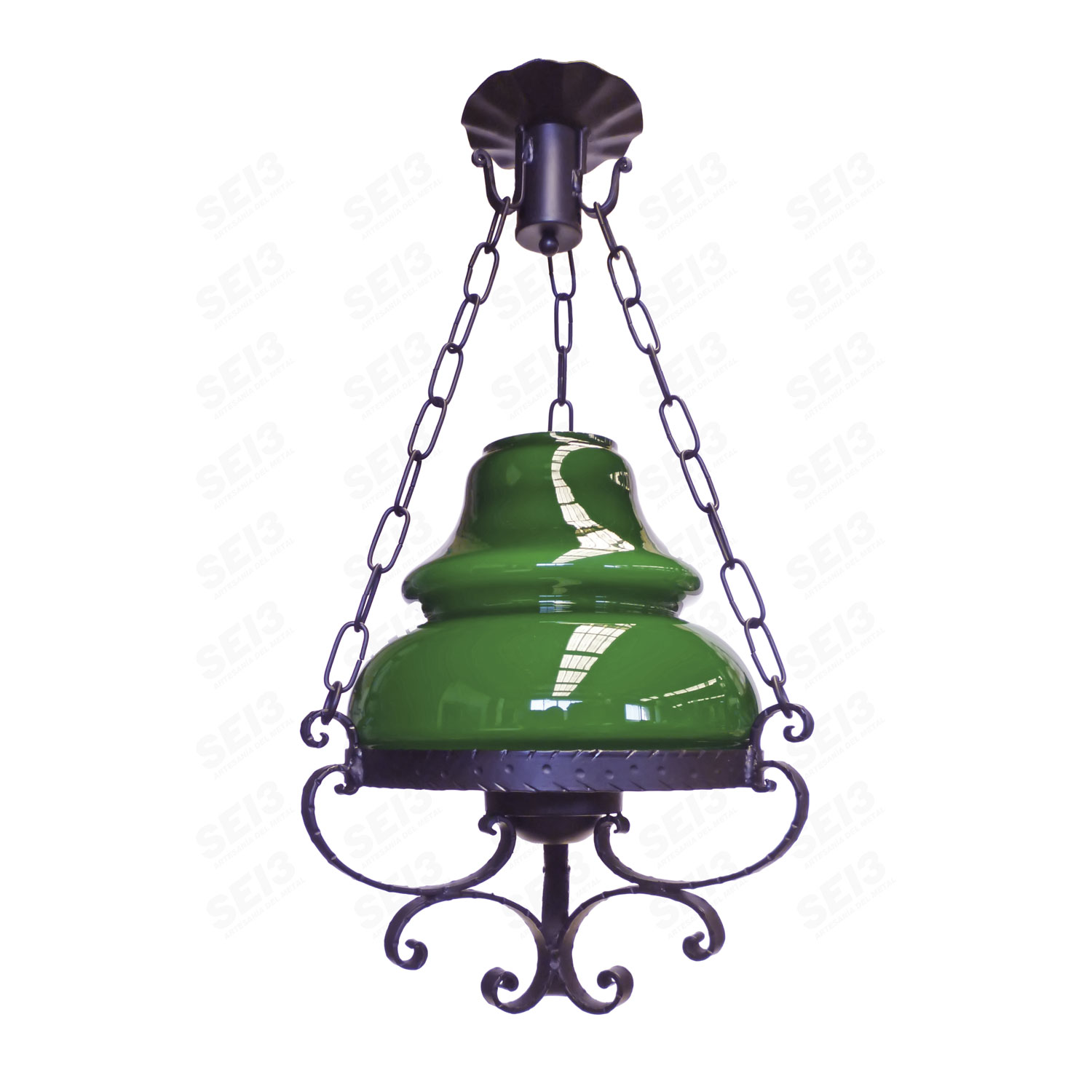 Cartagena Lámpara 4653/1 negro tulipa verde